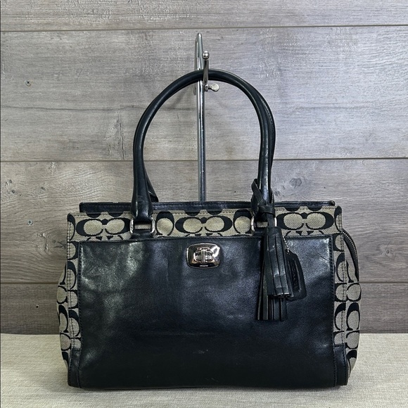 Coach 25371Chelsea Signature Black Lether and Canvas Bag - Picture 1 of 13